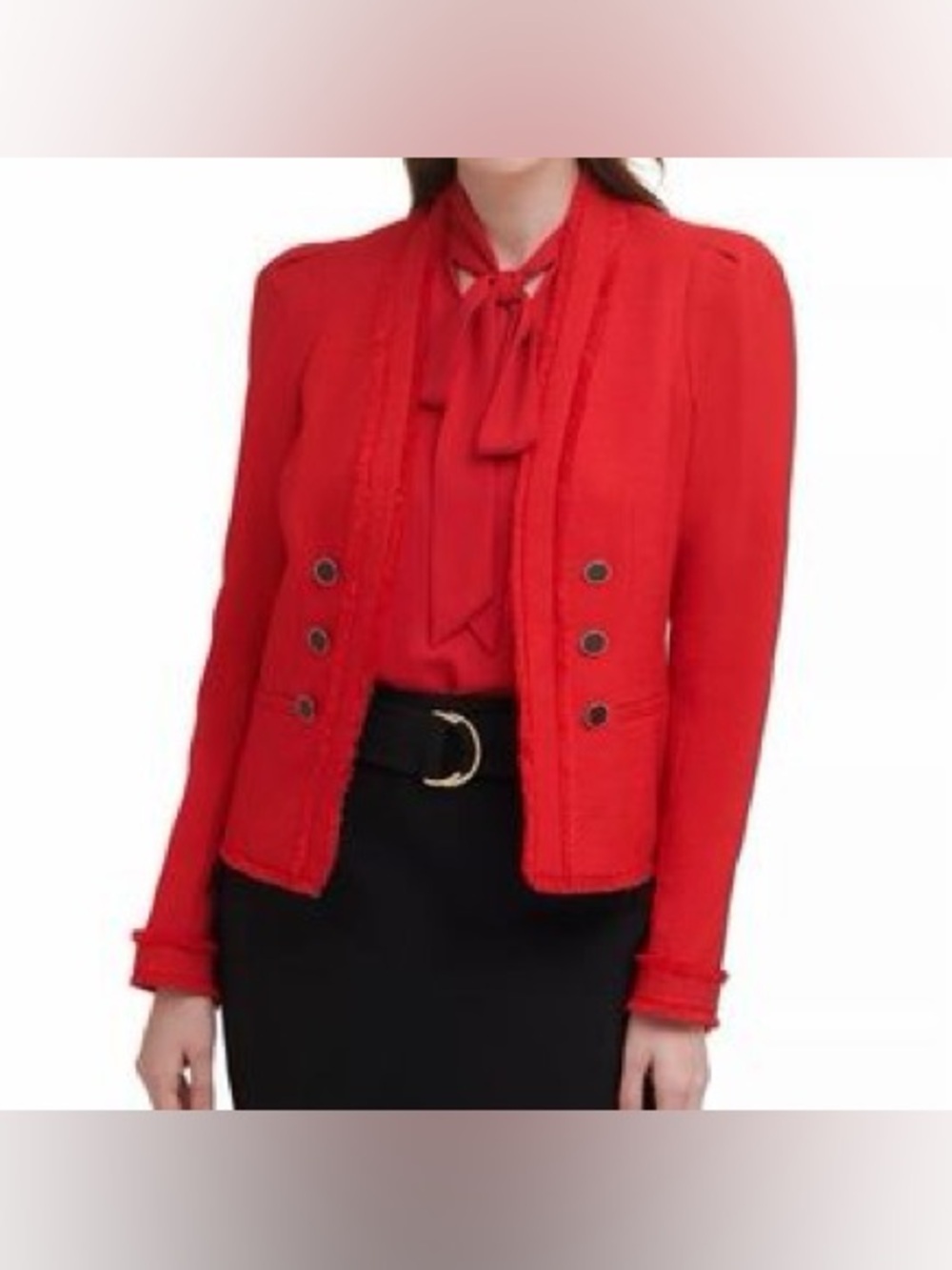 Calvin Klein  Red Tailored Women's Jacket with Decorative Buttons